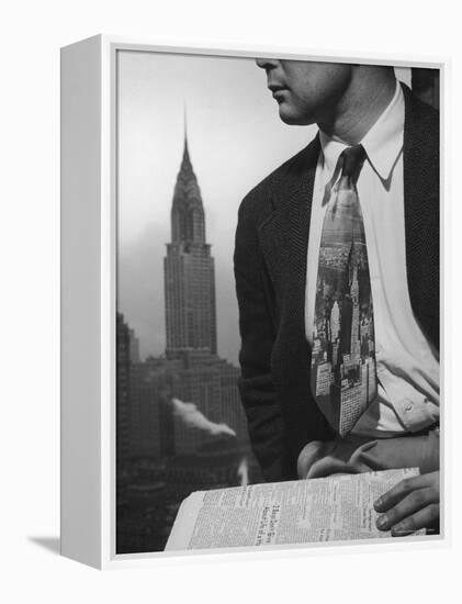 Male Model Wearing the Latest Trend with a photogrpahic fabric rendition-Nina Leen-Framed Premier Image Canvas