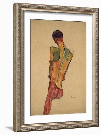 Male Nude, Back View-Egon Schiele-Framed Giclee Print