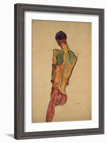 Male Nude, Back View-Egon Schiele-Framed Giclee Print