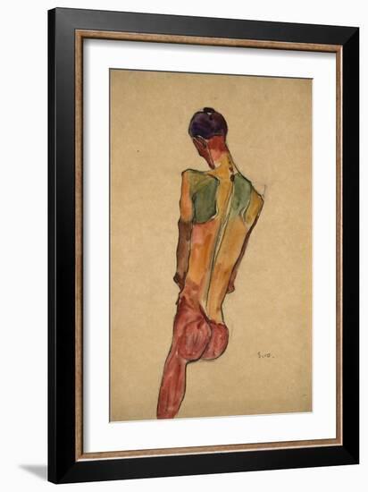 Male Nude, Back View-Egon Schiele-Framed Giclee Print