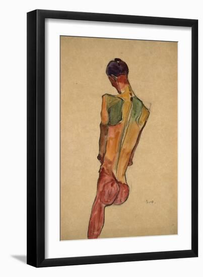 Male Nude, Back View-Egon Schiele-Framed Giclee Print