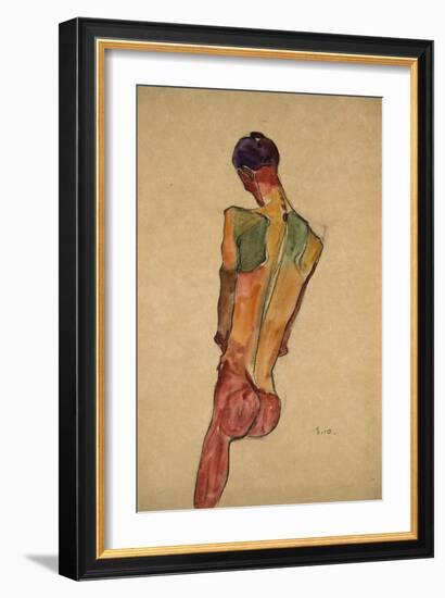 Male Nude, Back View-Egon Schiele-Framed Giclee Print