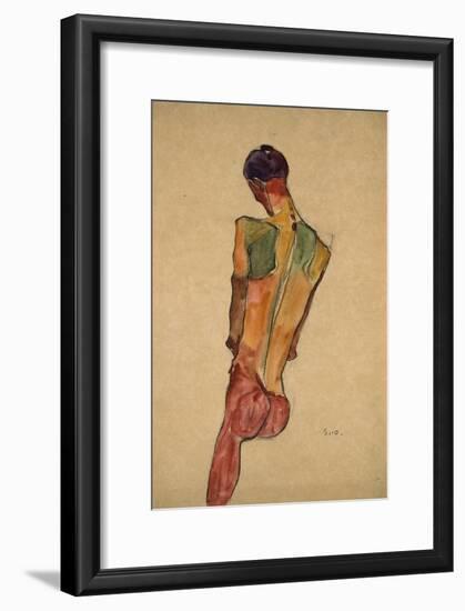 Male Nude, Back View-Egon Schiele-Framed Giclee Print