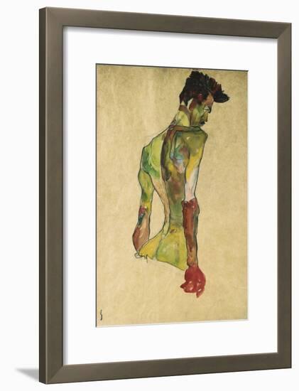Male Nude in Profile Facing Right-Egon Schiele-Framed Giclee Print