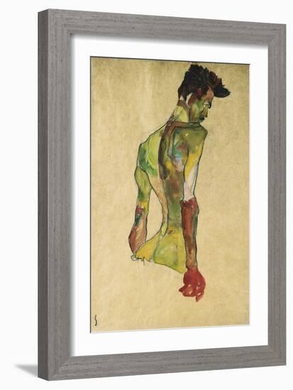 Male Nude in Profile Facing Right-Egon Schiele-Framed Giclee Print