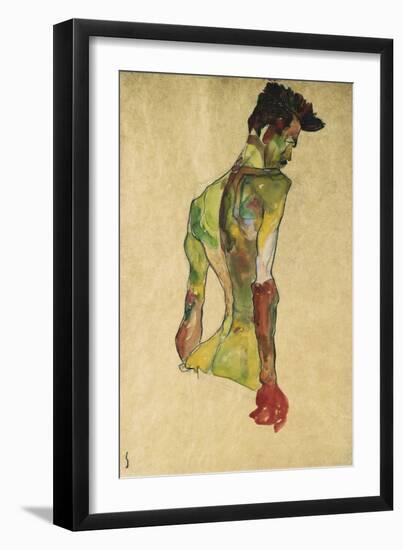 Male Nude in Profile Facing Right-Egon Schiele-Framed Giclee Print