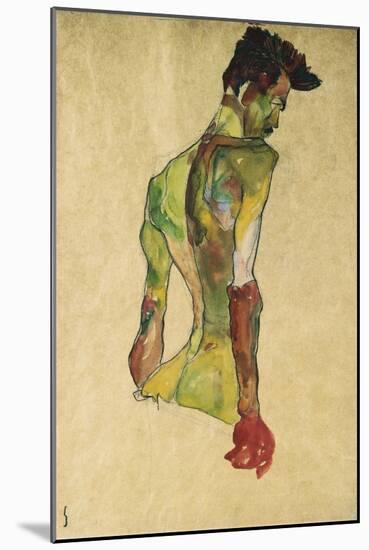 Male Nude in Profile Facing Right-Egon Schiele-Mounted Giclee Print