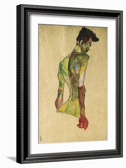 Male Nude in Profile Facing Right-Egon Schiele-Framed Giclee Print