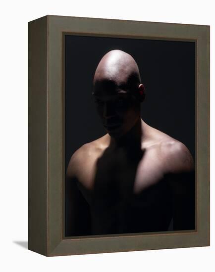 Male Nude in Shadows-null-Framed Premier Image Canvas