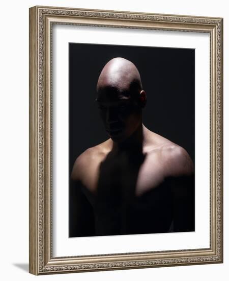 Male Nude in Shadows-null-Framed Photographic Print