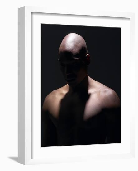 Male Nude in Shadows-null-Framed Photographic Print