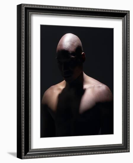 Male Nude in Shadows-null-Framed Photographic Print