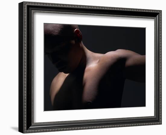 Male Nude in Shadows-null-Framed Photographic Print