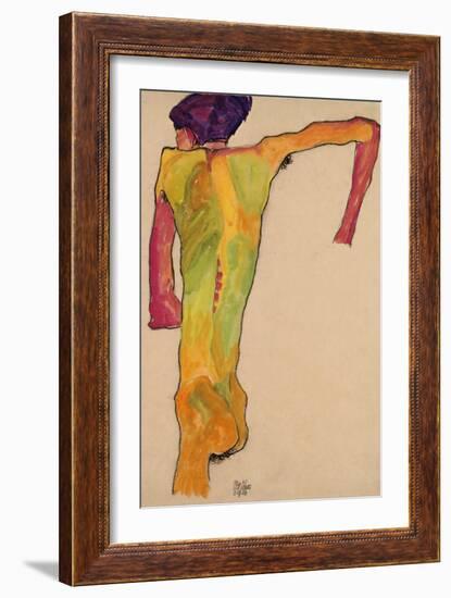 Male Nude, Propping Himself Up, 1910-Egon Schiele-Framed Giclee Print