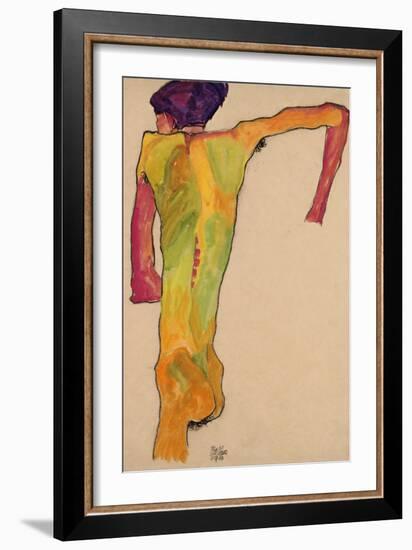 Male Nude, Propping Himself Up, 1910-Egon Schiele-Framed Giclee Print