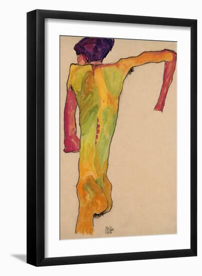 Male Nude, Propping Himself Up, 1910-Egon Schiele-Framed Giclee Print