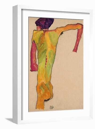 Male Nude, Propping Himself Up, 1910-Egon Schiele-Framed Giclee Print