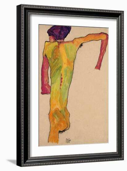 Male Nude, Propping Himself Up, 1910-Egon Schiele-Framed Giclee Print