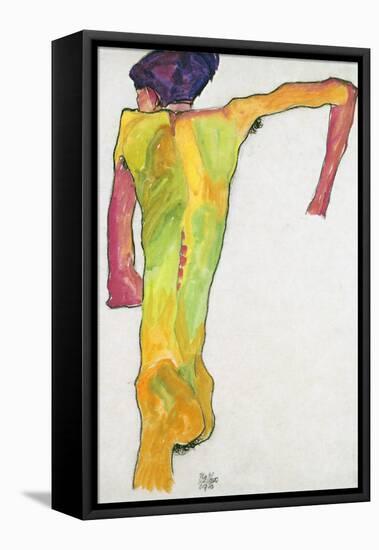 Male Nude, Propping Himself up (Homme Nu, Se Soutenant) - Schiele, Egon (1890-1918) - 1910 - Gouach-Egon Schiele-Framed Premier Image Canvas