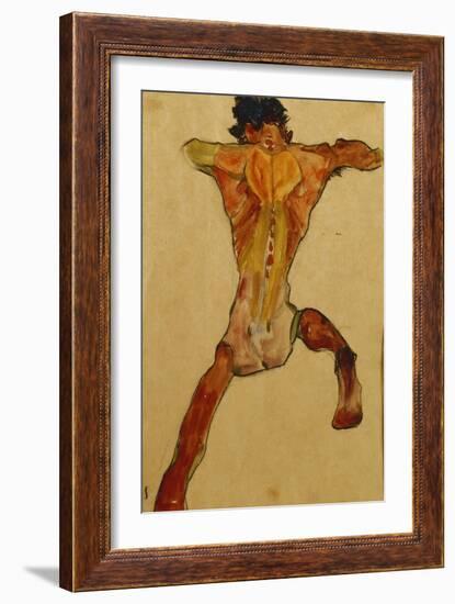 Male Nude Seen from Back; Mannlicher Ruckenakt, 1910-Egon Schiele-Framed Giclee Print