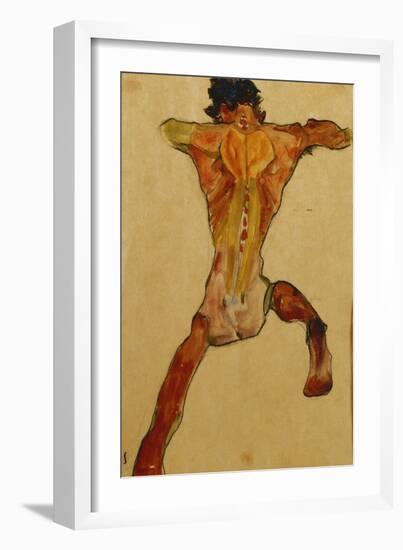 Male Nude Seen from Back; Mannlicher Ruckenakt, 1910-Egon Schiele-Framed Giclee Print