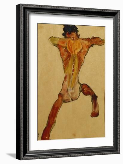 Male Nude Seen from Back; Mannlicher Ruckenakt, 1910-Egon Schiele-Framed Giclee Print