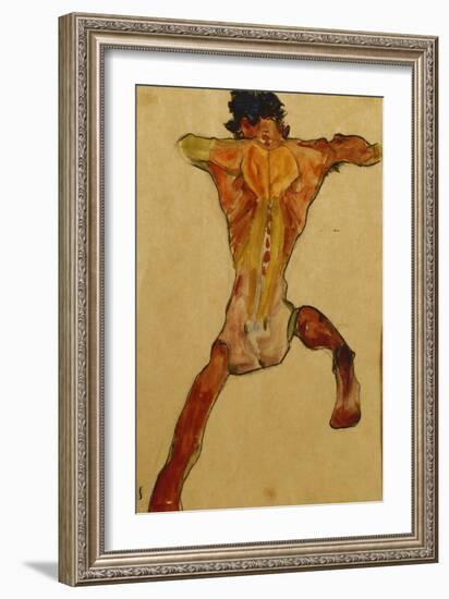 Male Nude seen from Back-Egon Schiele-Framed Giclee Print