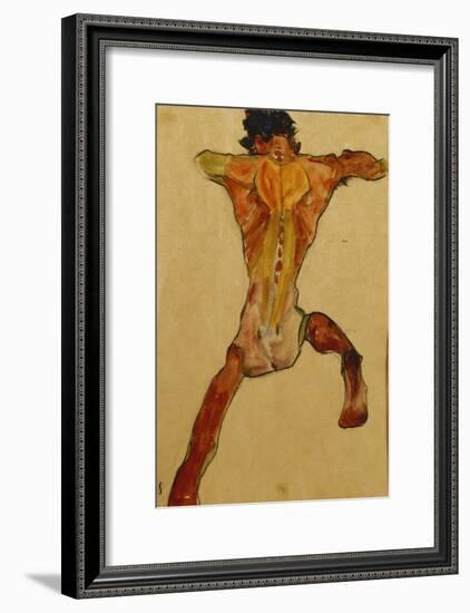 Male Nude seen from Back-Egon Schiele-Framed Giclee Print