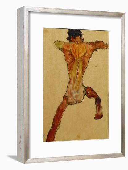 Male Nude seen from Back-Egon Schiele-Framed Giclee Print