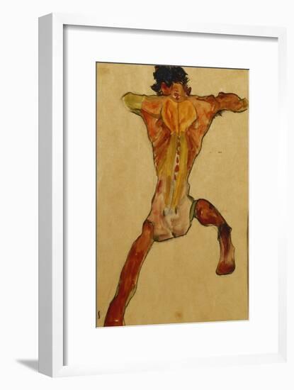 Male Nude seen from Back-Egon Schiele-Framed Giclee Print