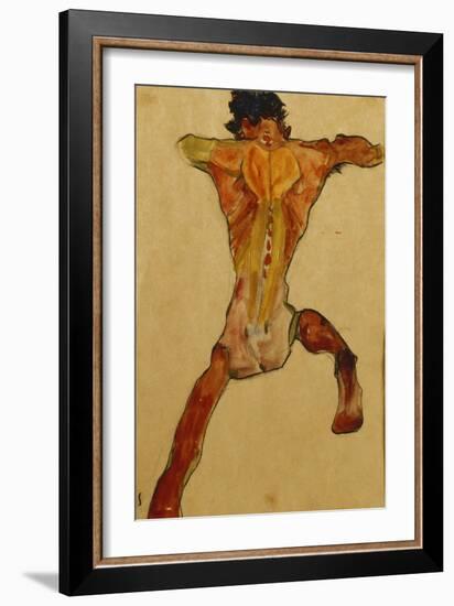 Male Nude seen from Back-Egon Schiele-Framed Giclee Print