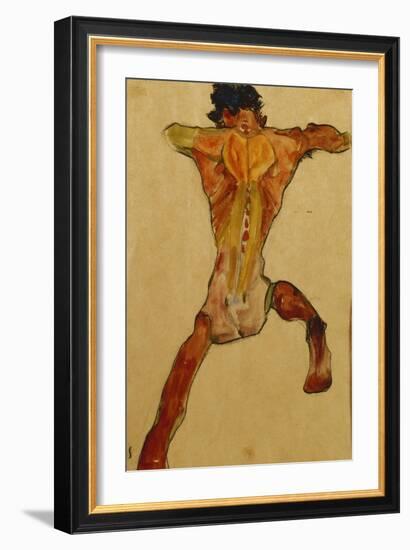 Male Nude seen from Back-Egon Schiele-Framed Giclee Print