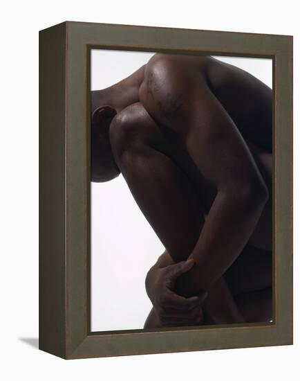 Male Nude Sitting-null-Framed Premier Image Canvas