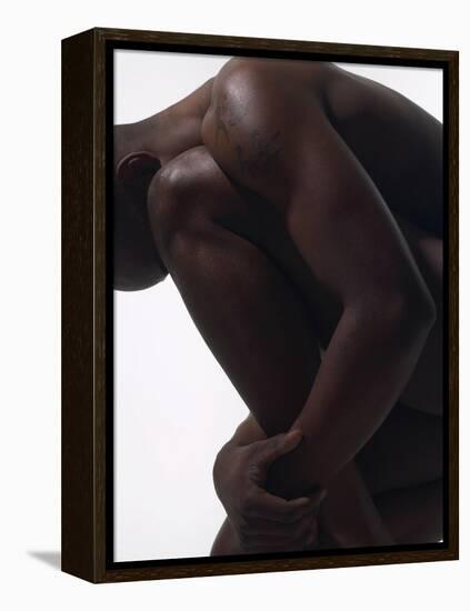 Male Nude Sitting-null-Framed Premier Image Canvas