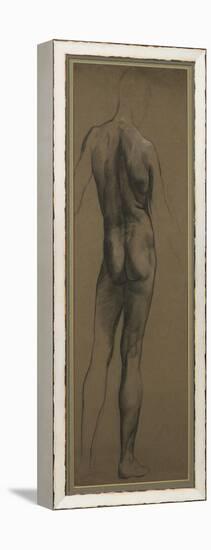 Male Nude Study (Black and White Chalk on Brown Paper)-Evelyn De Morgan-Framed Premier Image Canvas