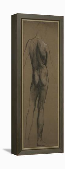 Male Nude Study (Black and White Chalk on Brown Paper)-Evelyn De Morgan-Framed Premier Image Canvas