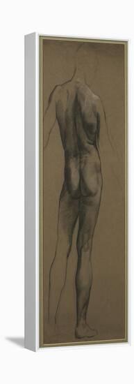 Male Nude Study (Black and White Chalk on Brown Paper)-Evelyn De Morgan-Framed Premier Image Canvas