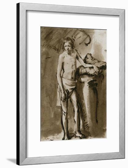 Male Nude, Upright, Around 1646-Rembrandt van Rijn-Framed Giclee Print