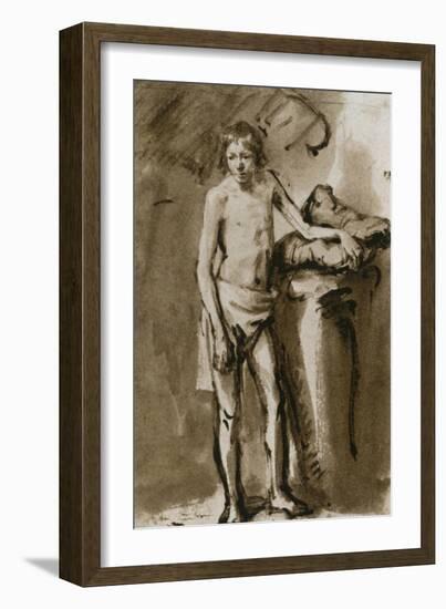 Male Nude, Upright, Around 1646-Rembrandt van Rijn-Framed Giclee Print