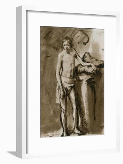 Male Nude, Upright, Around 1646-Rembrandt van Rijn-Framed Giclee Print