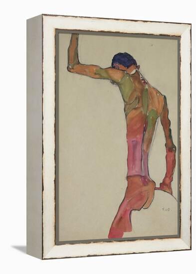 Male Nude with Arm Raised-Egon Schiele-Framed Premier Image Canvas