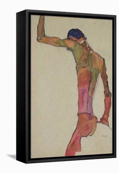 Male Nude with Arm Raised-Egon Schiele-Framed Premier Image Canvas