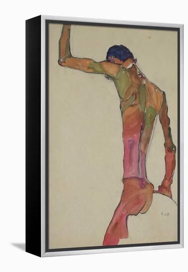 Male Nude with Arm Raised-Egon Schiele-Framed Premier Image Canvas