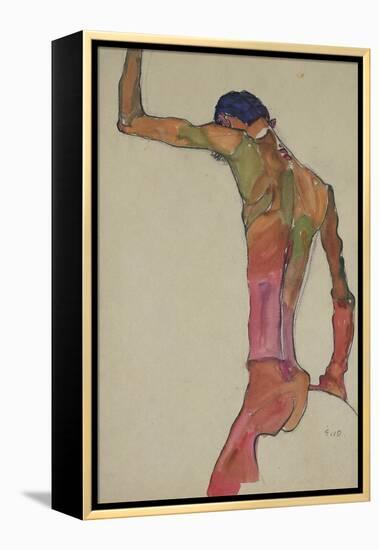 Male Nude with Arm Raised-Egon Schiele-Framed Premier Image Canvas