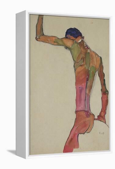 Male Nude with Arm Raised-Egon Schiele-Framed Premier Image Canvas