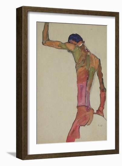 Male Nude with Arm Raised-Egon Schiele-Framed Giclee Print