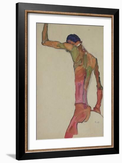 Male Nude with Arm Raised-Egon Schiele-Framed Giclee Print