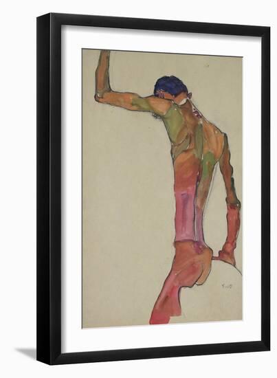 Male Nude with Arm Raised-Egon Schiele-Framed Giclee Print