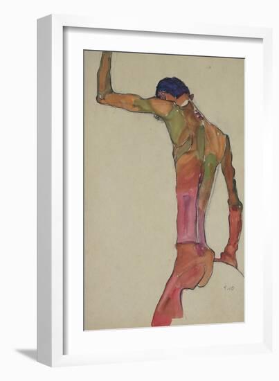 Male Nude with Arm Raised-Egon Schiele-Framed Giclee Print