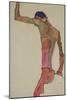 Male Nude with Arm Raised-Egon Schiele-Mounted Giclee Print